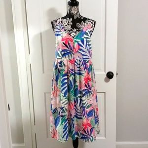 🌺LOFT🌺 - Palm Floral Double Strap Midi Dress